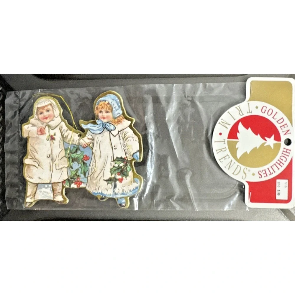 Vtg Trim Trends‎ Victorian Santa And Angels Ornaments Die Cut Christmas (3)